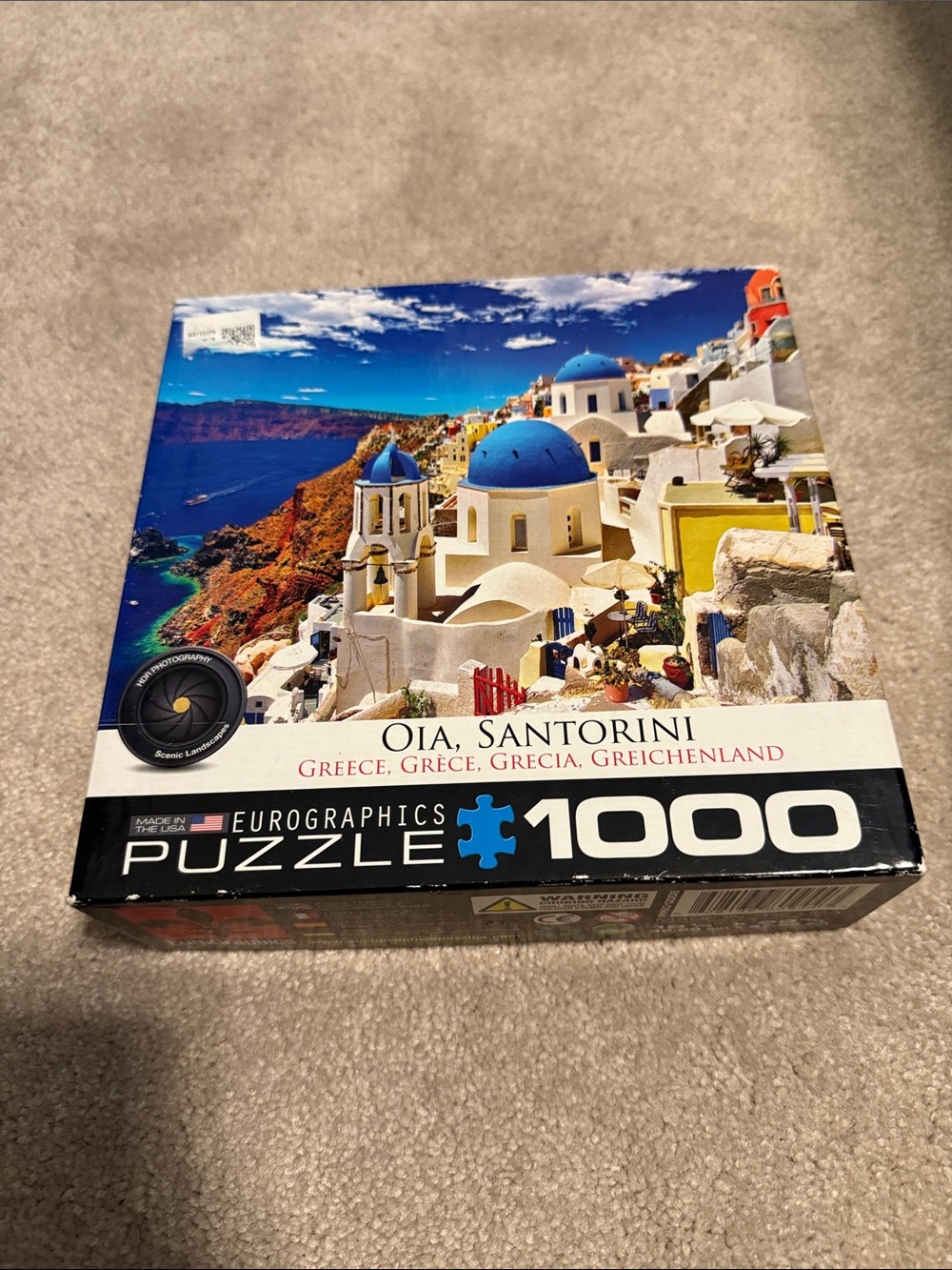 EuroGraphics Oia Santorini 1000-Piece Jigsaw Puzzle – Blue & White